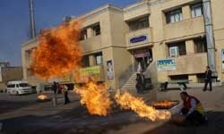 برگزاری مانور آتش سوزی در شرکت عملیات انتقال گاز بوشهر