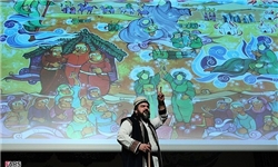 اجرای نقالی توسط بانوان در تالار شیخ‌بهایی شاهین‌شهر
