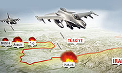حمله جنگنده‌های ارتش ترکیه به کوه‌های قندیل در شمال عراق