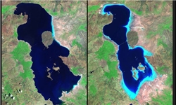 سطح تراز آب دریاچه ارومیه در مقایسه با سال گذشته 22 سانتی‌متر پایین است