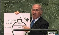 آموزش ساخت بمب اتمی توسط نتانیاهو در سازمان ملل +تصاویر