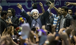 سخنرانی روحانی در ورزشگاه شهید بهشتی مشهد آغاز شد