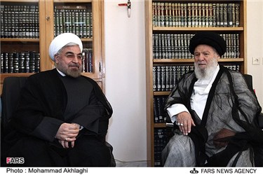 دیدار حسن روحانی رئیس جمهور منتخب با آیت الله موسوی اردبیلی