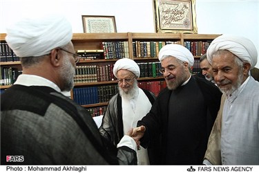 دیدار حسن روحانی رئیس جمهور منتخب با آیت الله مکارم شیرازی