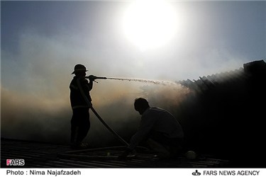آتش سوزی در دامداری شهر گلبهار مشهد