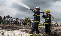 برگزاری مانور آتش‌نشانی «مقابله با کالاهای خطرناک» در بندر شهید رجایی