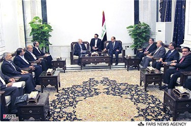 دیدار محمدجواد ظریف وزیر امور خارجه ایران و هیات همراه با نوری المالکی نخست وزیر عراق 