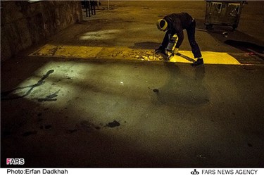 عملیات خط کشی خیابانها و معابر شهر قزوین