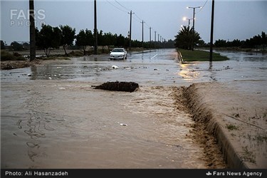وقوع سیل در لامرد استان فارس