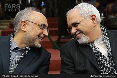 محمدجواد ظریف وزیر امور خارجه ایران و علی اکبر صالحی رئیس سازمان انرژی اتمی