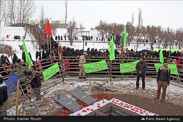 تشییع پیکر دو شهید گمنام در شهرستان کوثر