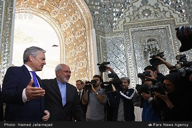 دیدار دیدیه ریندرز معاون نخست‌وزیر و وزیر خارجه بلژیک با محمدجواد ظریف وزیر خارجه ایران