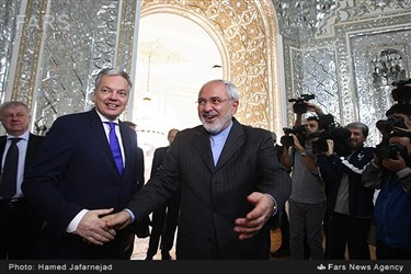 دیدار دیدیه ریندرز معاون نخست‌وزیر و وزیر خارجه بلژیک با محمدجواد ظریف وزیر خارجه ایران