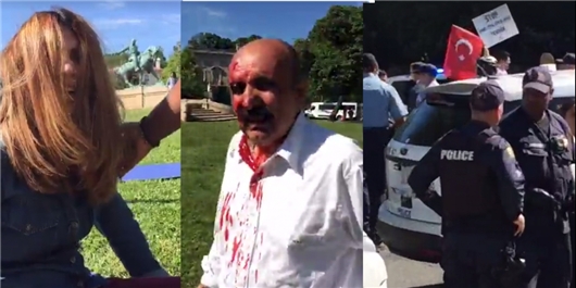 حمله حامیان اردوغان به معترضان در واشنگتن+فیلم