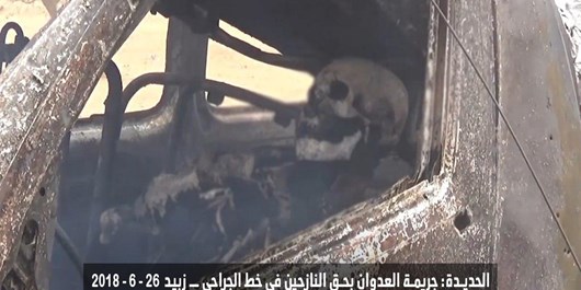 تصاویر  دلخراش حمله عربستان به مینی‌بوس حامل آوارگان در «الحدیده» يمن
