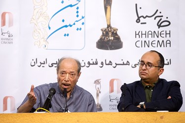 مازیار میری و علی نصیریان رئیس بیستمین جشن بزرگ سینمای ایران در نشست خبری بیستمین جشن سینمای ایران