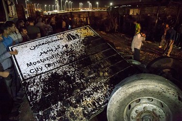 تصادف تانکر سوخت با اتوبوس مسافربری در سنندج
