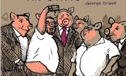 مقامات صهیونیست در شمایل خوک‌های «قلعه حیوانات»/ کاریکاتوری که باعث اخراج تصویرگر اسرائیلی شد