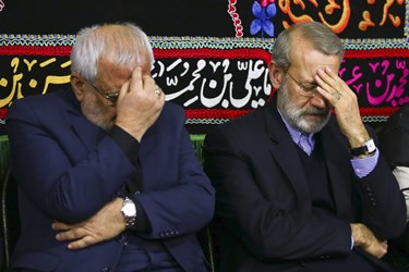 علی لاریجانی و اسدالله بادامچیان در پنجمین سالگرد حبیب الله عسگراولادی 