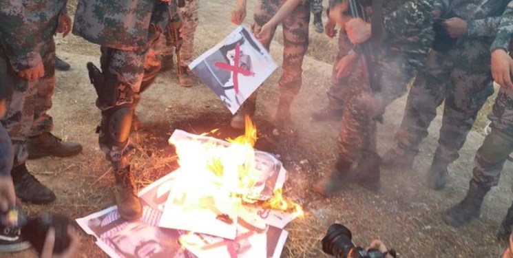 عکس و فیلم | آتش زدن عکس سران سعودی، امارات و بحرین در غزه