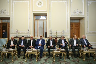 هیات همراه نایب رئیس دفتر سیاسی جنبش حماس در دیدار با رئیس مجلس شورای اسلامی 