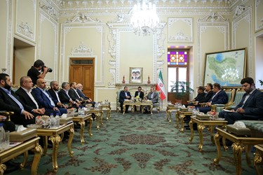 دیدار صالح العاروری نایب رئیس دفتر سیاسی جنبش حماس و هیات همراه با علی لاریجانی رئیس مجلس شورای اسلامی 