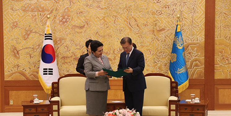 دیدار رئیس مجلس سنا ازبکستان با رئیس جمهور کره جنوبی