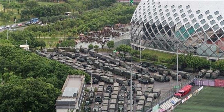 رزمایش پلیس چین نزدیک مرز هنگ‌کنگ