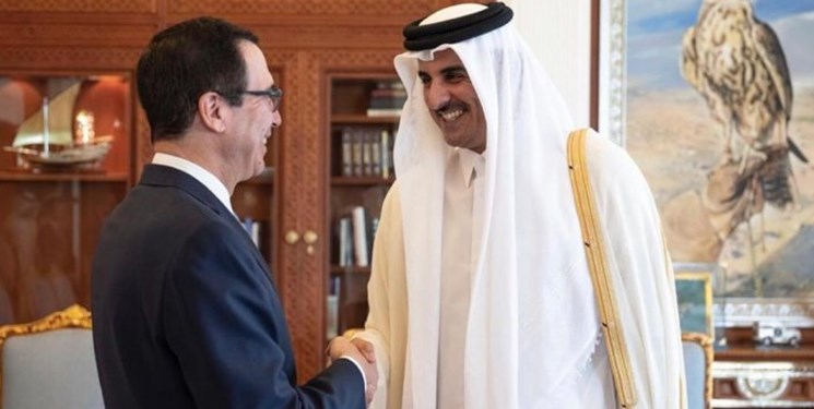 دیدار وزیر خزانه‌داری آمریکا با امیر قطر