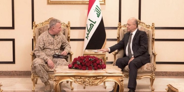 برهم صالح به فرمانده سنتکام: عراق هرگز صحنه درگیری بین المللی نخواهد بود