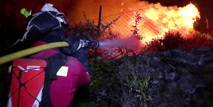 فیلم| حادثه آتش‌سوزی در مادرید اسپانیا