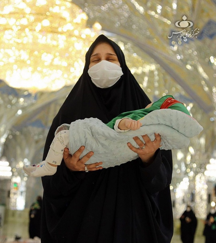 مراسم،كرونا،مادر،لباس،بيمارستان،شيرخوارگان،تبركي،حسيني،خدا،خ ...