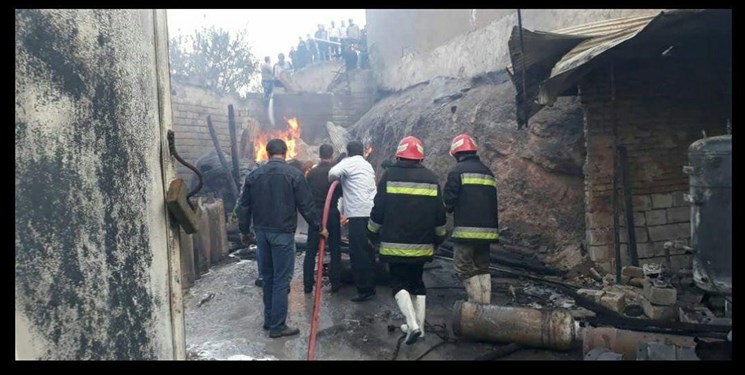 انفجار شدید در کارگاه سیلندر گاز هشترود+ عکس