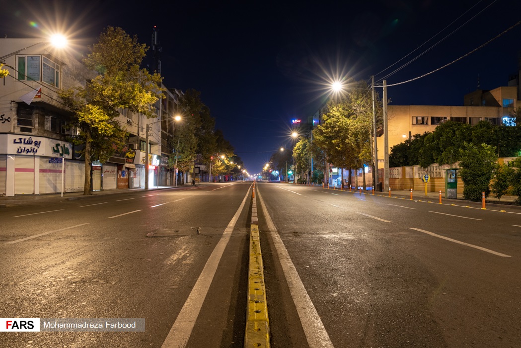 خیابان ملاصدرا، شیراز پس از ممنوعیت عبور و مرور ساعت 21