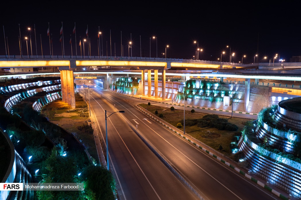پل شهدای پودنک، شیراز پس از ممنوعیت عبور و مرور ساعت 21