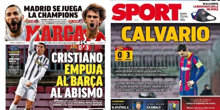 نگاهی به مطبوعات اسپانیا | رونالدو بارسا را به قعر چاه فرستاد/ مسی در نیوکمپ مصلوب شد