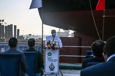 سخنرانی محسن صمدی مدیر شرکت صدرا در مراسم رونمایی و به آب انداختن نفتکش اقیانوس‌پیما توسط قرارگاه خاتم الانبیاء