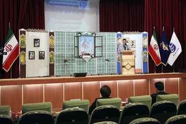 سخنرانی سرهنگ پاسدار علی لطفی  مسئول بسیج رسانه استان  اردبیل در  مراسم اختتامیه ششمین دوره  جشنواره رسانه‌ای ابوذر 