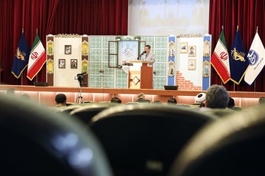 سخنرانی سرهنگ پاسدار علی لطفی  مسئول بسیج رسانه استان  اردبیل در  مراسم اختتامیه ششمین دوره  جشنواره رسانه‌ای ابوذر 