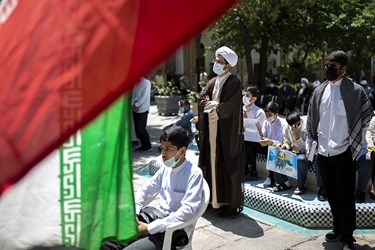 تجمع طلاب حوزه علمیه تهران در حمایت از مردم مظلوم فلسطین در حوزه علمیه مروی تهران