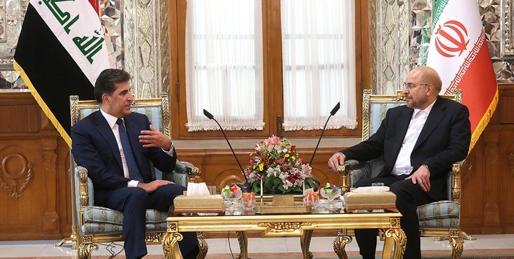قالیباف و بارزانی دیدار کردند/ تأکید بر ساماندهی مبادلات مرزی و توسعه روابط با اقلیم کردستان