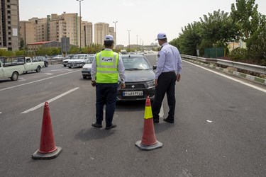 منع تردد خودروها توسط پلیس در ورودی اتوبان تهران-شمال