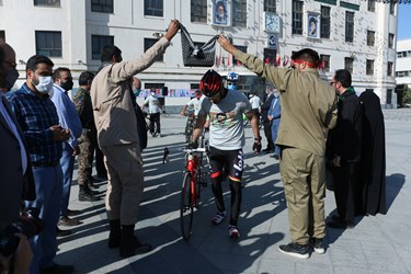  مراسم بدرقه دوچرخه سواران در میدان شهدای مشهد