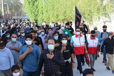 پیاده‌روی جاماندگان اربعین حسینی در شهر بهارستان جم