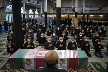 مراسم تشییع پیکر سعید حسنان در حسینیه شهدای سرخه