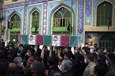 مراسم تشییع پیکر سعید حسنان در حسینیه شهدای سرخه