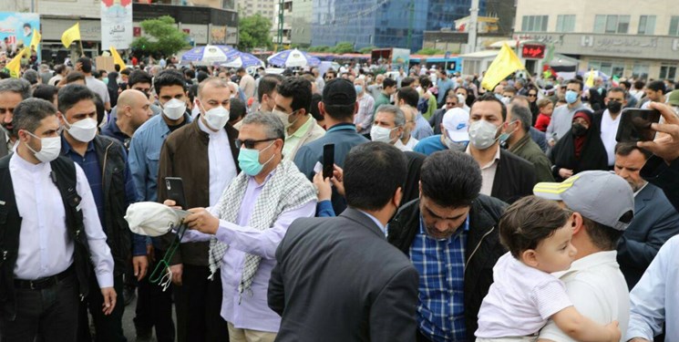 حضور امیرعبداللهیان در راهپیمایی روز قدس در تهران +عکس