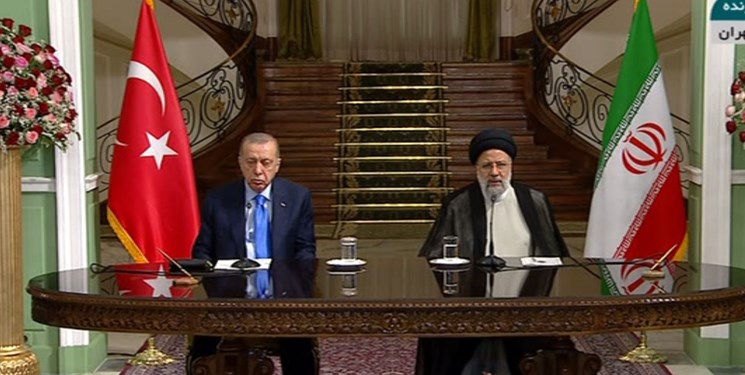 تأکید اردوغان و رئیسی بر ضرورت همکاری دستگاه‌های دیپلماسی ۲ کشور در دفاع از فلسطین