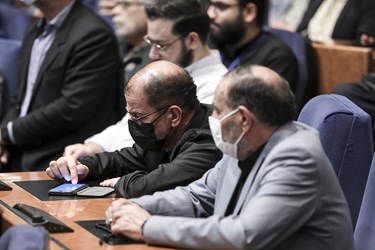 محمود خسروی وفا رئیس کمیته ملی المپیک در مراسم رونمایی از تقریظ رهبر انقلاب بر کتاب مهاجر سرزمین آفتاب