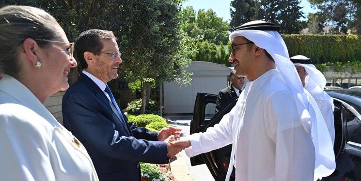 وزیر خارجه امارات با رئیس رژیم صهیونیستی دیدار کرد+عکس